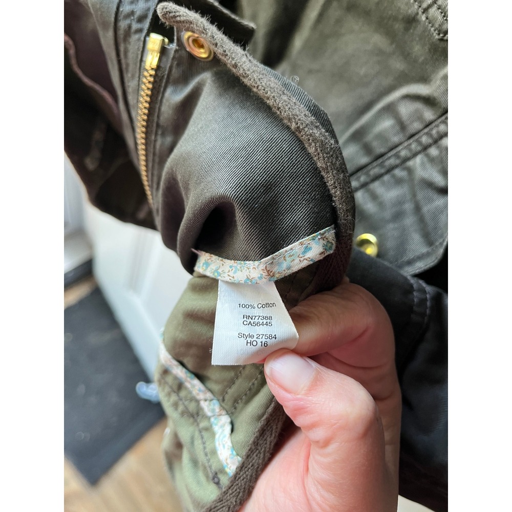 J.Crew XXS Olive Waxed Cotton Field Jacket Gold Snap Utility Coat - Picture 6 of 8